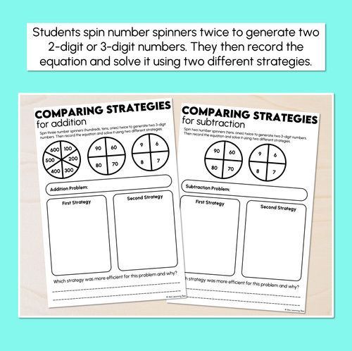 Resource preview 2 for Comparing Strategies - 2-Digit & 3-Digit Numbers - Addition & Subtraction Worksheets