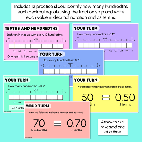 Resource preview 3 for Fractions & Decimals: Tenths & Hundredths - Digital Slides