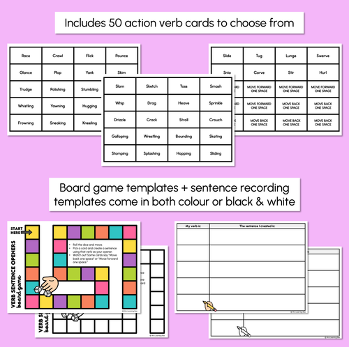Resource preview 3 for Verb Sentence Openers Board Game
