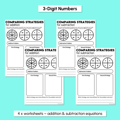 Resource preview 4 for Comparing Strategies - 2-Digit & 3-Digit Numbers - Addition & Subtraction Worksheets