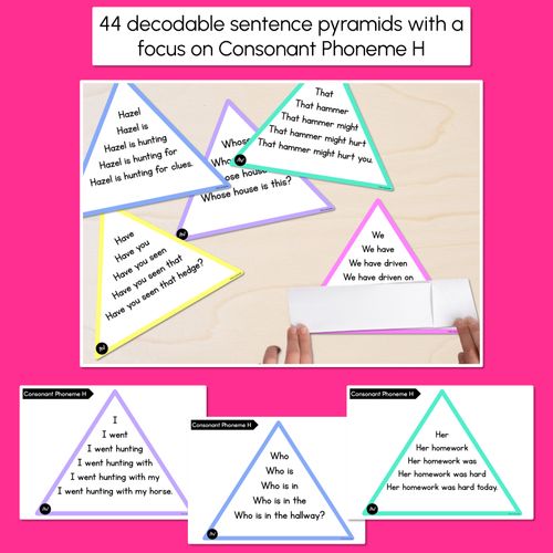 Resource preview 2 for CONSONANT PHONEME H WORDS - Decodable Sentence Pyramids - Phonics Fluency