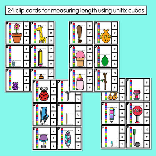 Resource preview 2 for Measuring Length with Informal Units (Unifix Cubes) Clip Cards