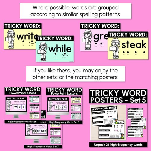 Resource preview 4 for High Frequency Heart Word Lessons SET 5 - WORDS WITH TRICKY SPELLINGS