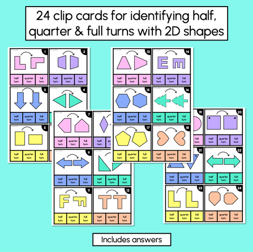 Resource preview 2 for 2D Shape Clip Cards - Half, Quarter & Full Turns