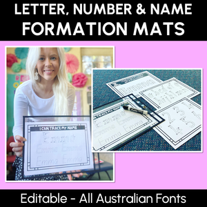 Letter, Number & Name Formation Mats - EDITABLE - All Australian Fonts