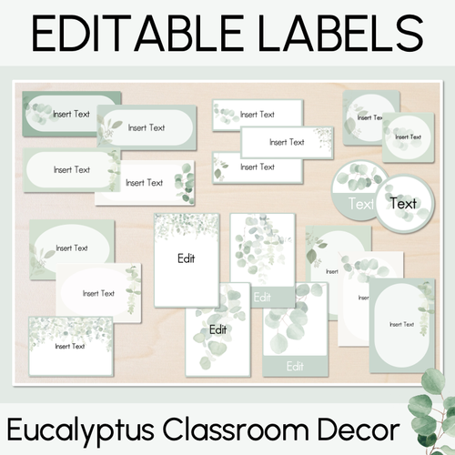 Resource preview 1 for Editable Labels - Eucalyptus Edit - Eucalyptus Classroom Decor