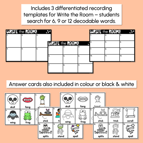 Resource preview 5 for Halloween Scoot - Halloween-Themed Read the Room & Write the Room - CVCC CCVCC & Consonant Digraphs