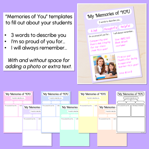 Resource preview 4 for End of Year Student Gift Templates - EDITABLE