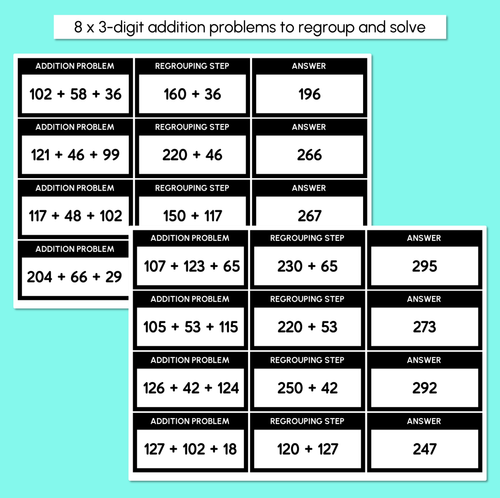 Resource preview 3 for Build the Equation - Regrouping Task Cards