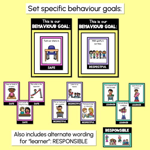 Resource preview 4 for Positive Behaviour Choice Posters - Safe Respectful Learners - PBL - Rainbow Theme
