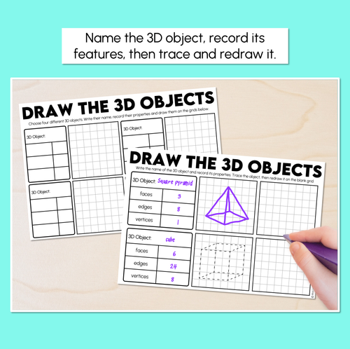 Resource preview 2 for Draw the 3D Objects - Constructing 3D Objects Worksheet