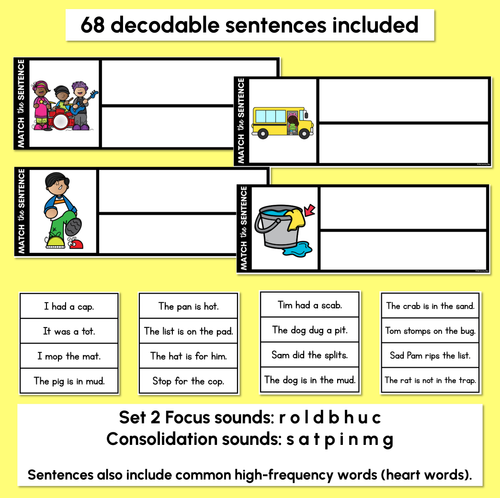 Resource preview 2 for CVC Word Decodable Sentences - Read, Match & Write Set 2 - CVC Words