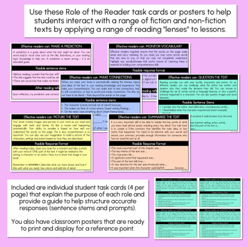 Resource preview 2 for Roles of the Reader - Reading Comprehension Strategy Posters & Task Cards