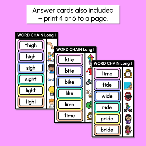 Resource preview 4 for Long Vowel I Word Chains for Beginning, Middle & End Sounds-Decodable Activities