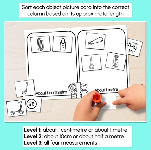 Resource preview 2 for Length Sort (1 cm, 10 cm, half metre, 1 metre) - Estimating Length Activity
