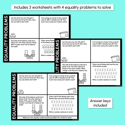 Resource preview 3 for Solving Equality Number Problems Worksheets