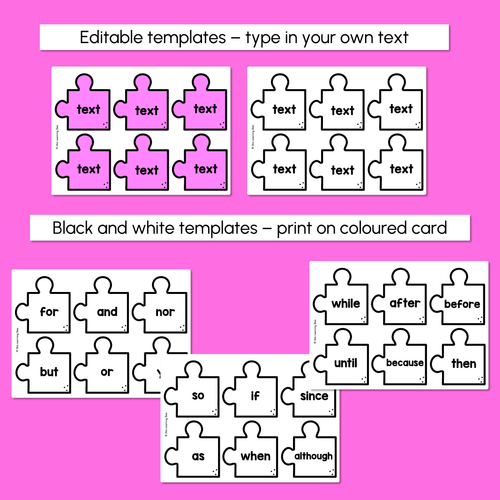 Resource preview 3 for Connectives or Conjunctions Editable Puzzle Display- VCOP aligned Vocabulary Display