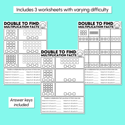 Resource preview 3 for Doubling Multiples - Finding Multiplication Facts Worksheets