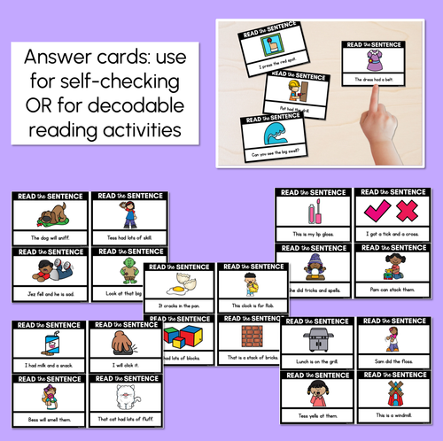 Resource preview 3 for LL SS FF ZZ CK Decodable Sentences - Read, Match & Write