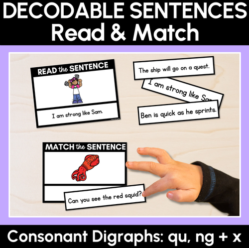 Resource preview 2 for Decodable Sentence Activities for Consonant Digraphs QU NG + X - BUNDLE