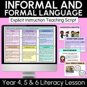 Informal and Formal Language - Explicit Instruction Teaching Script - Year 4, 5 & 6 Oral Language & Communication