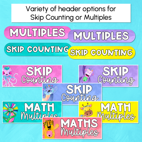 Resource preview 5 for Multiples & Skip Counting Posters - Watercolour Rainbow - The Kutopia Collection