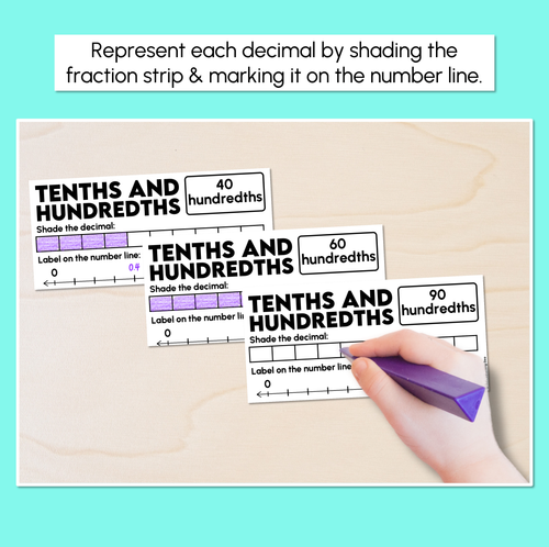 Resource preview 2 for Fractions & Decimal Number Lines - Tenths & Hundredths Task Cards