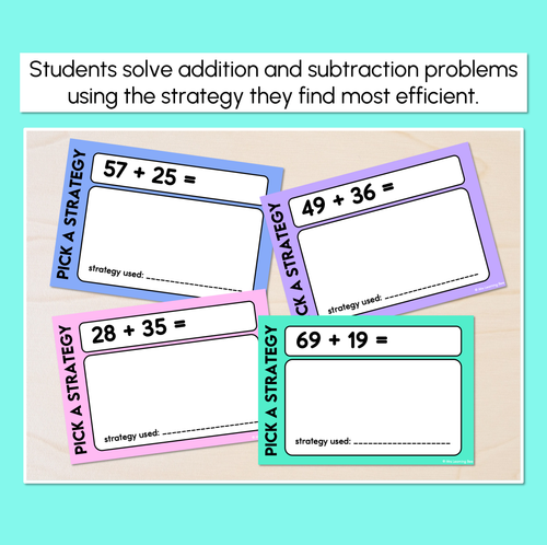 Resource preview 2 for Strategy Practice - Pick a Strategy - Addition & Subtraction Task Cards