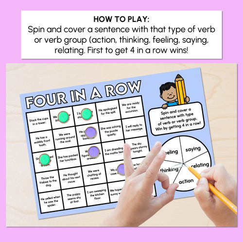 Resource preview 2 for Verbs/Verb Groups - Four in a Row