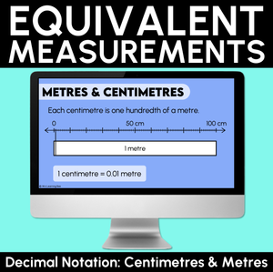 Equivalent Measurements: Decimal Notation - Centimetres & Metres Digital Slides