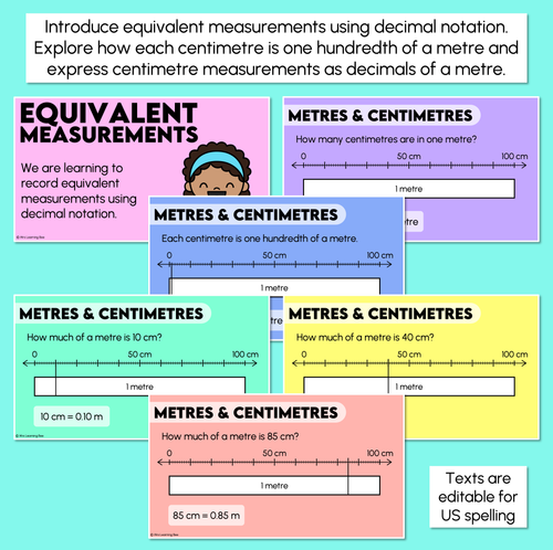 Resource preview 2 for Equivalent Measurements: Decimal Notation - Centimetres & Metres Digital Slides