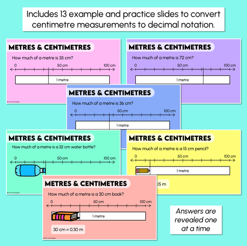 Resource preview 3 for Equivalent Measurements: Decimal Notation - Centimetres & Metres Digital Slides