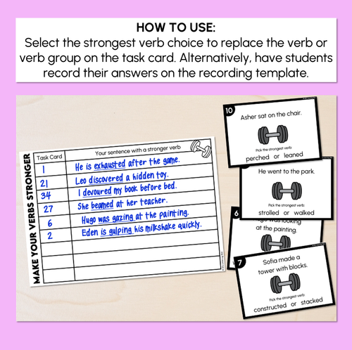 Resource preview 2 for Making Stronger Verbs - Verb Task Cards