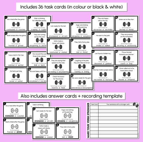 Resource preview 3 for Making Stronger Verbs - Verb Task Cards
