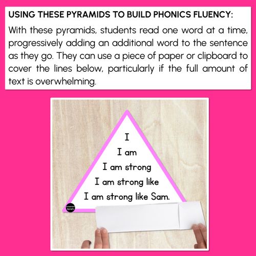 Resource preview 3 for QU NG + X WORDS - Decodable Sentences Pyramids - Phonics Fluency
