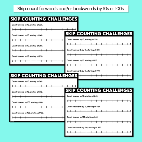 Resource preview 2 for Skip Counting Challenge Worksheet - Skip Counting by 10 or 100 - Forward & Backward Number Patterns