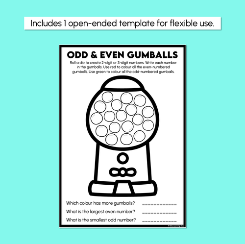 Resource preview 4 for Odd & Even Numbers - Colour the Gumballs Worksheets