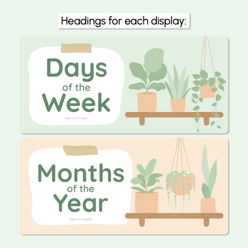 Resource preview 3 for Days of the Week & Months of the Year Display - The Greenhouse Collection - Natural Classroom Decor
