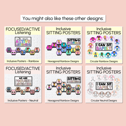 Resource preview 5 for Inclusive Sitting Posters & Display - Hexagonal Neutral Design