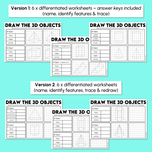 Resource preview 3 for Draw the 3D Objects - Constructing 3D Objects Worksheet