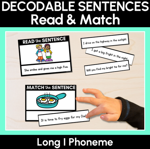 Resource preview 1 for Long Vowel I Decodable Sentences - Read and Match