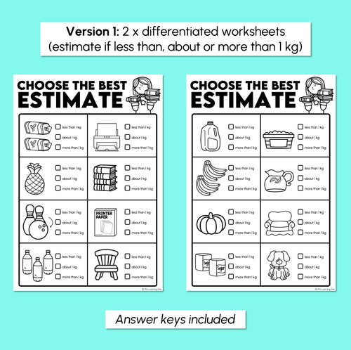 Resource preview 2 for Choose the Best Estimate - Estimating Mass Worksheets