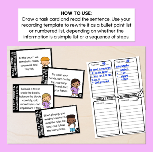 Resource preview 2 for Bullet Points & Number Lists Task Cards