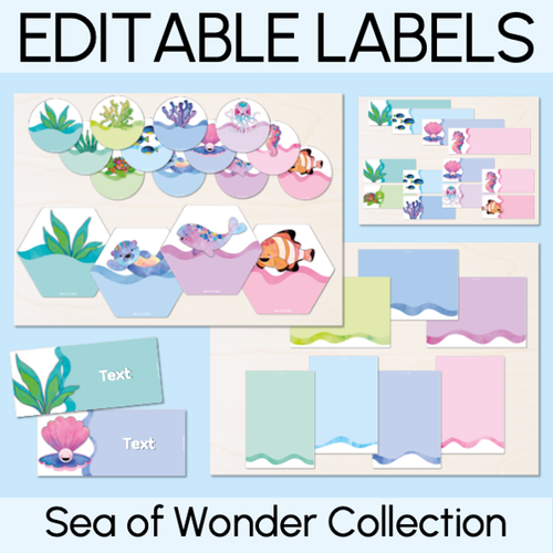 Resource preview 1 for Editable Labels - Sea of Wonder Collection - Calming Classroom Decor