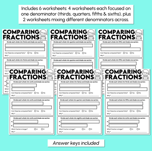Resource preview 3 for Comparing Fractions with Different Wholes - Fair Comparisons Activity