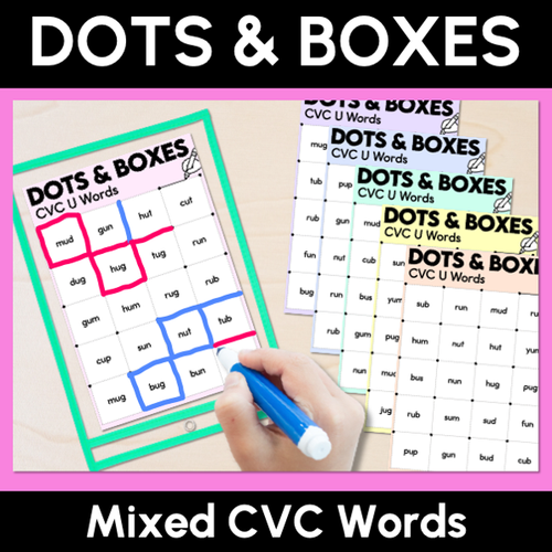Resource preview 6 for Dots and Boxes Phonics Game - CVC Word Bundle
