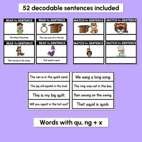 Resource preview 3 for QU NG X Decodable Sentences - Read and Match