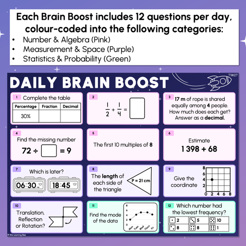 Resource preview 2 for Year 5 Maths Review - Daily Brain Boosts - Set 1