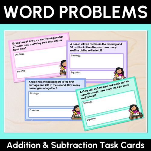 Resource preview 1 for Addition & Subtraction Word Problem Task Cards