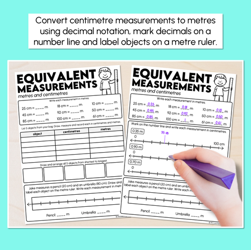 Resource preview 2 for Equivalent Measurements: Metres & Centimetres Worksheets